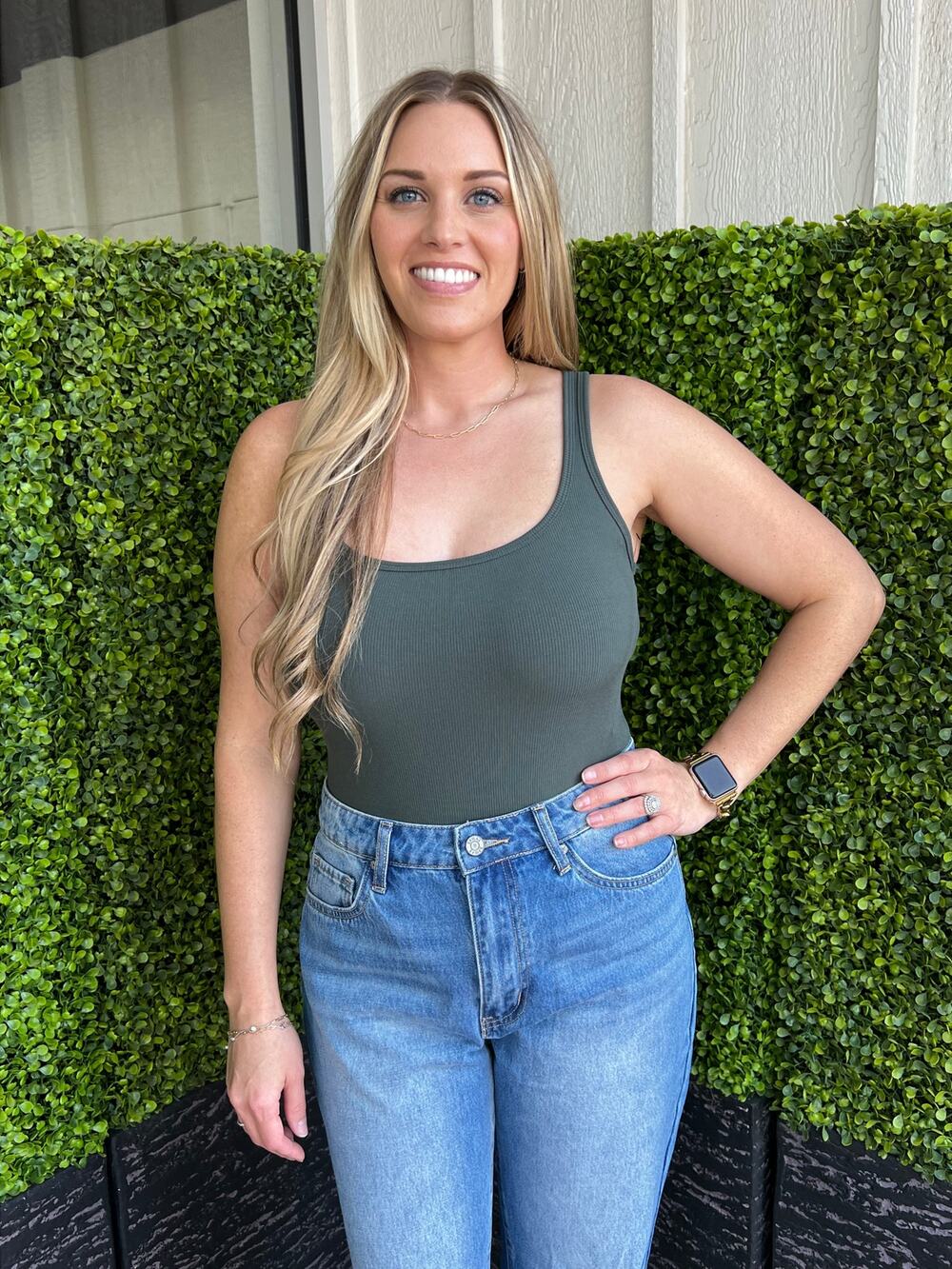 Square Neck Ribbed Bodysuit